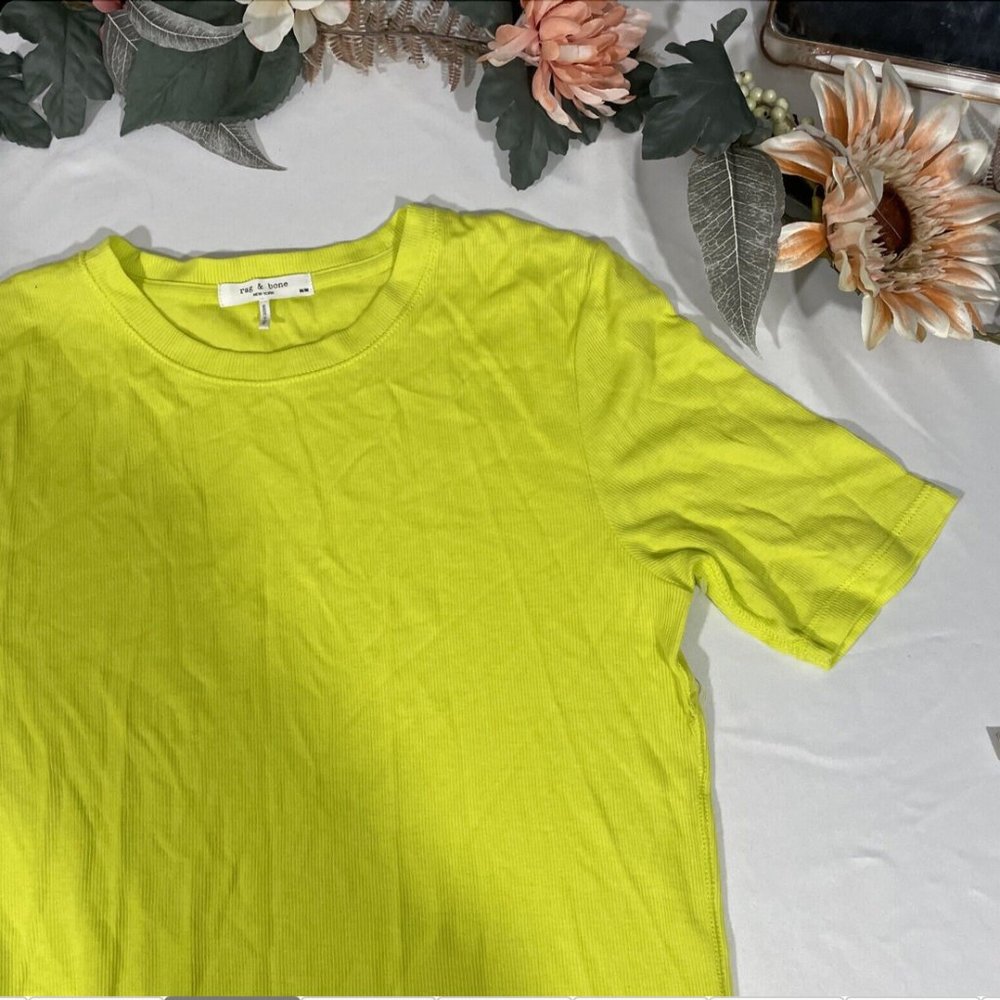 NWD $115 Rag & Bone The‎ Rib Slim Tee in Fresh Lime [ Medium ] #5326 - Picture 4 of 14